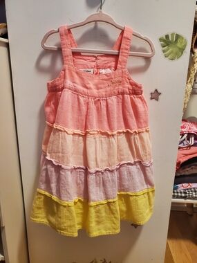 Juicy Couture Pink Peach Lavender Yellow Tiered Sundress for Kids